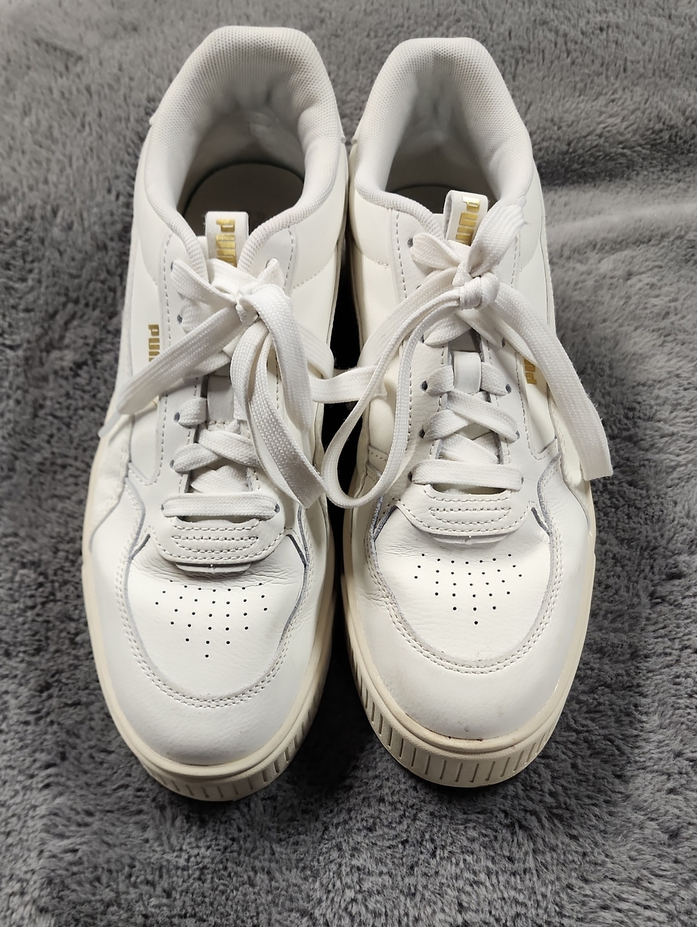 Puma White Sneakers with Gold Accents